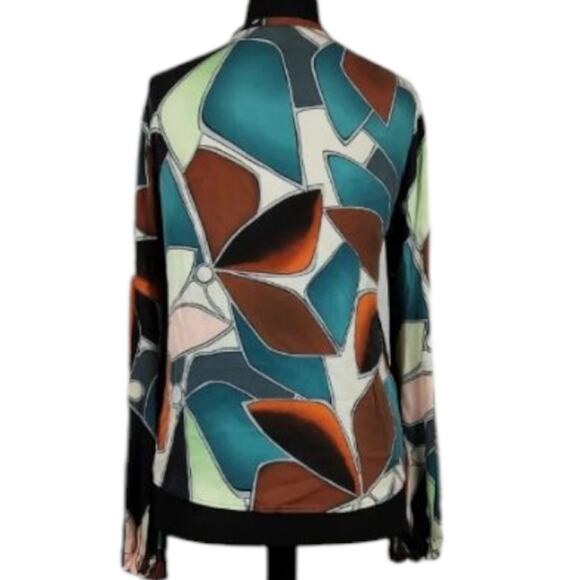 Diane Von Furstenberg Multicolor Geometric Print Silk Women's Top Size 4 Small - Picture 5 of 8